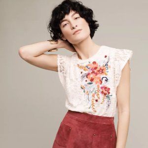 Anthropologie Chanson des Fleurs Blouse Meadow Rue S EUC